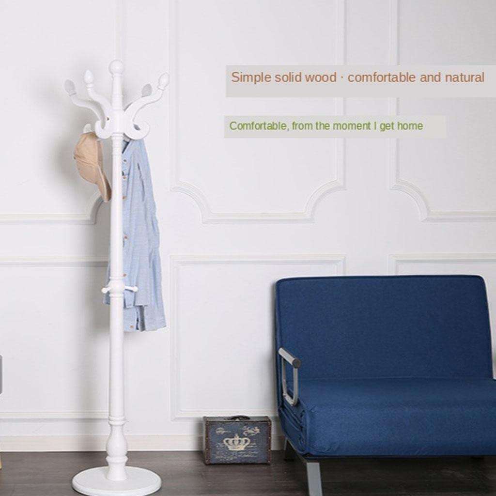 Coat Rack Wood Hat Stand Tree Clothes Hanger Storage Shelves Holder White 5