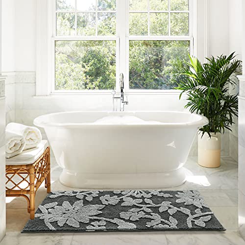 DEXDE Bathroom Runner Rugs Long Bath Mat Non-Slip, Luxury Soft Absorbent Washable Microfiber Bath Mats for Bathroom Floor, Large Bath Carpet for Tub, Shower, 24"x47", Grey 3
