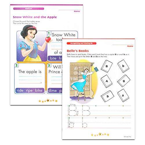 Disney Princess Workbooks Super Set Kindergarten First Grade - Bundle of 4 Workbooks with Reward Stickers Alphabet, Reading, Time, Money, Phonics, and More 2