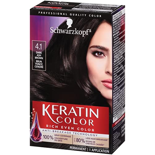 Schwarzkopf Keratin Color Permanent Hair Color Cream, 4.1 Dark Ash Brown (Pack of 5) 6