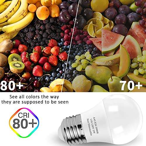 LED Refrigerator Light Bulb, 40 Watt Equivalent LED Appliance A15 Light Bulb 5000K Daylight for Fridge, E26 Base, Non-Dimmable, 6-Pack 3