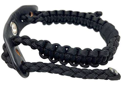 Ten Point Gear Bow Archery Wrist Sling 550 Paracord - Survival Hunting Shooting - Durable Leather with Metal Grommet (Multiple Color Options) (Blackout) 2