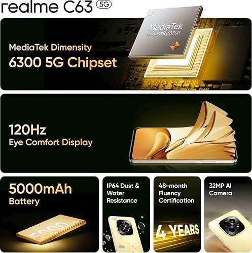 realme C63 5G (Starry Gold, 4GB RAM, 128GB Storage) 2