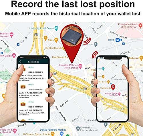 Trackable Anti-Lost Bluetooth Wallet, Intelligent Tracker Finder with Position Locator (Via Phone GPS) Bifold Cowhide Leather Minimalist Credit Card Purse (Black, Horizontal) 4