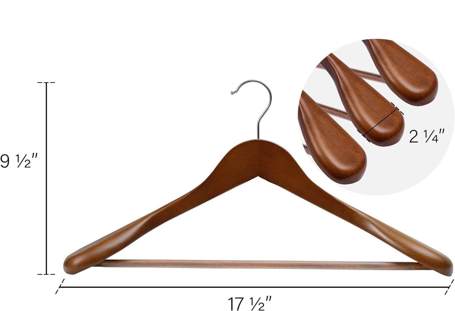 SHOPIVAAN - Extra Wide Shoulder Wooden Coat Hangers | Heavy-Duty Wooden Hangers for Clothes | Non-Slip Suit Hanger with 360° Swivel Hook | Solid Wood Hanger for Coats & Jackets (2, Walnut) 3