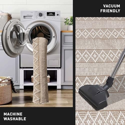 Chardin home Grey & White Boho Runner Rug 2x5 feet |Hand Woven Farmhouse Rug | Great in Kitchens entryways doormats Bathrooms Meditation Mat | Machine Washable & Reversible Cotton Rugs 3
