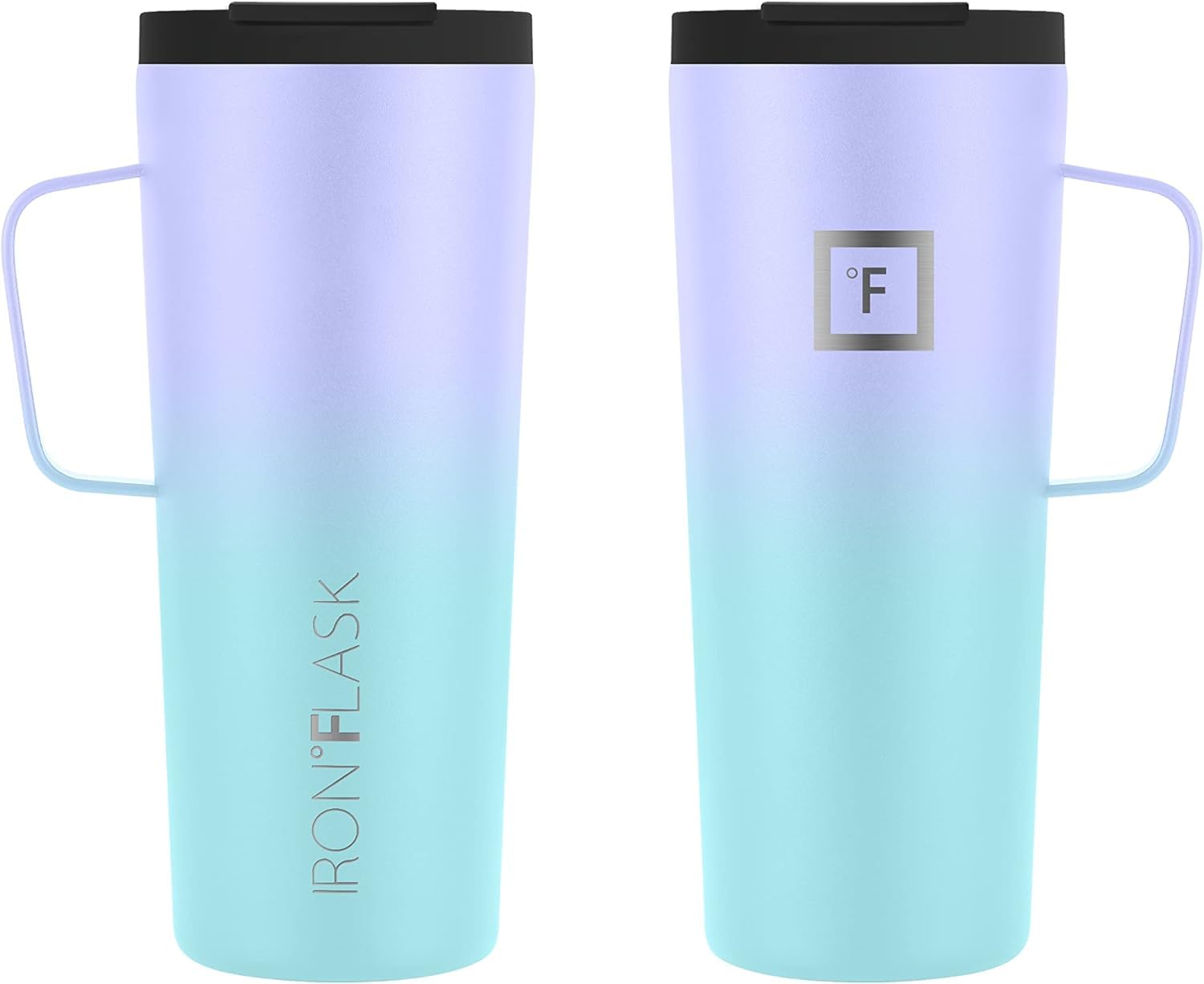 IRON °FLASK Grip Novelty Coffee Mug - Leak Proof, Vacuum Insulated Stainless Steel Bottle, Double Walled, Thermo Travel, Hot Cold, Water Metal Canteen - Cotton Candy, 24 Oz - Rubber Bottom 3