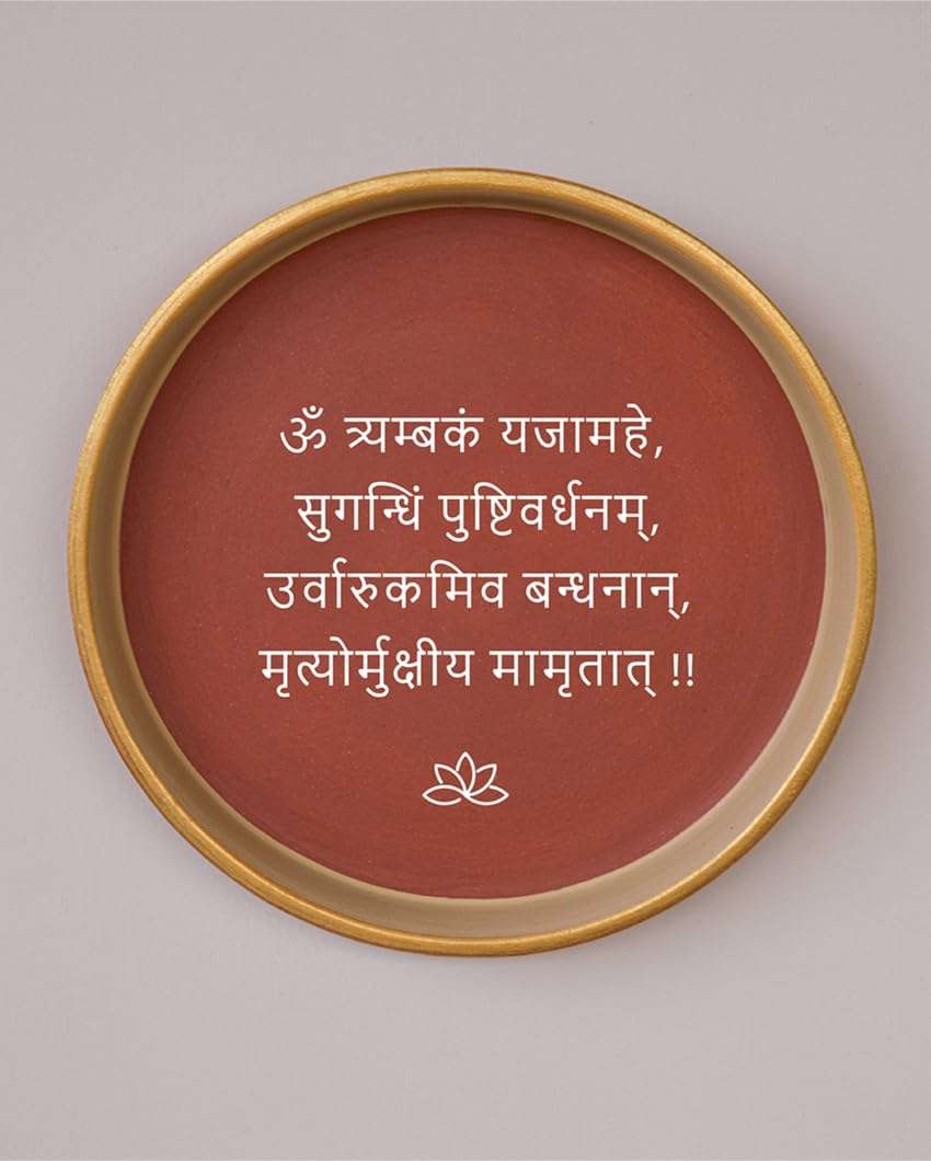 Almiro Tree Terracotta Wall Plate with Sanskrit Mantras Combo Pack Of 5 | Wall Decoration Items for Living Room, Bedroom, Office | Wall Decor | Gift Items, 20 cm 3