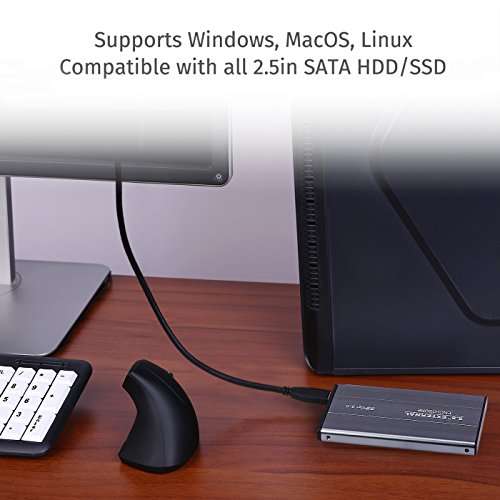 HDE External Hard Drive Enclosure USB 3.0 to SATA SSD and HDD Case 2.5-Inch Drive Compatible Aluminum Enclosure Disk Case Housing 3