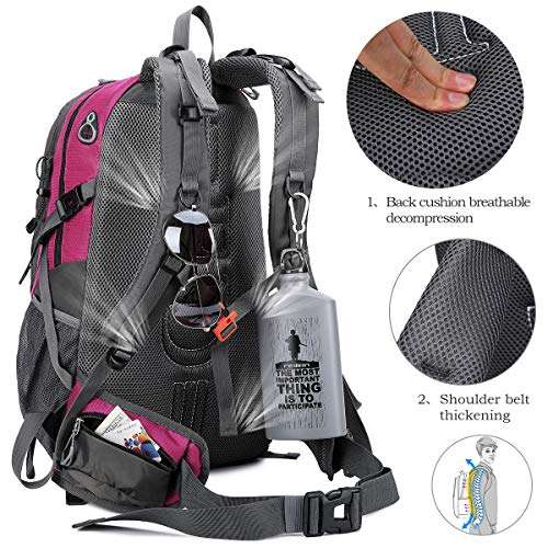 FENGDONG 40L Waterproof Lightweight Outdoor Daypack Hiking,Camping,Travel Backpack for Women Men Pink 4