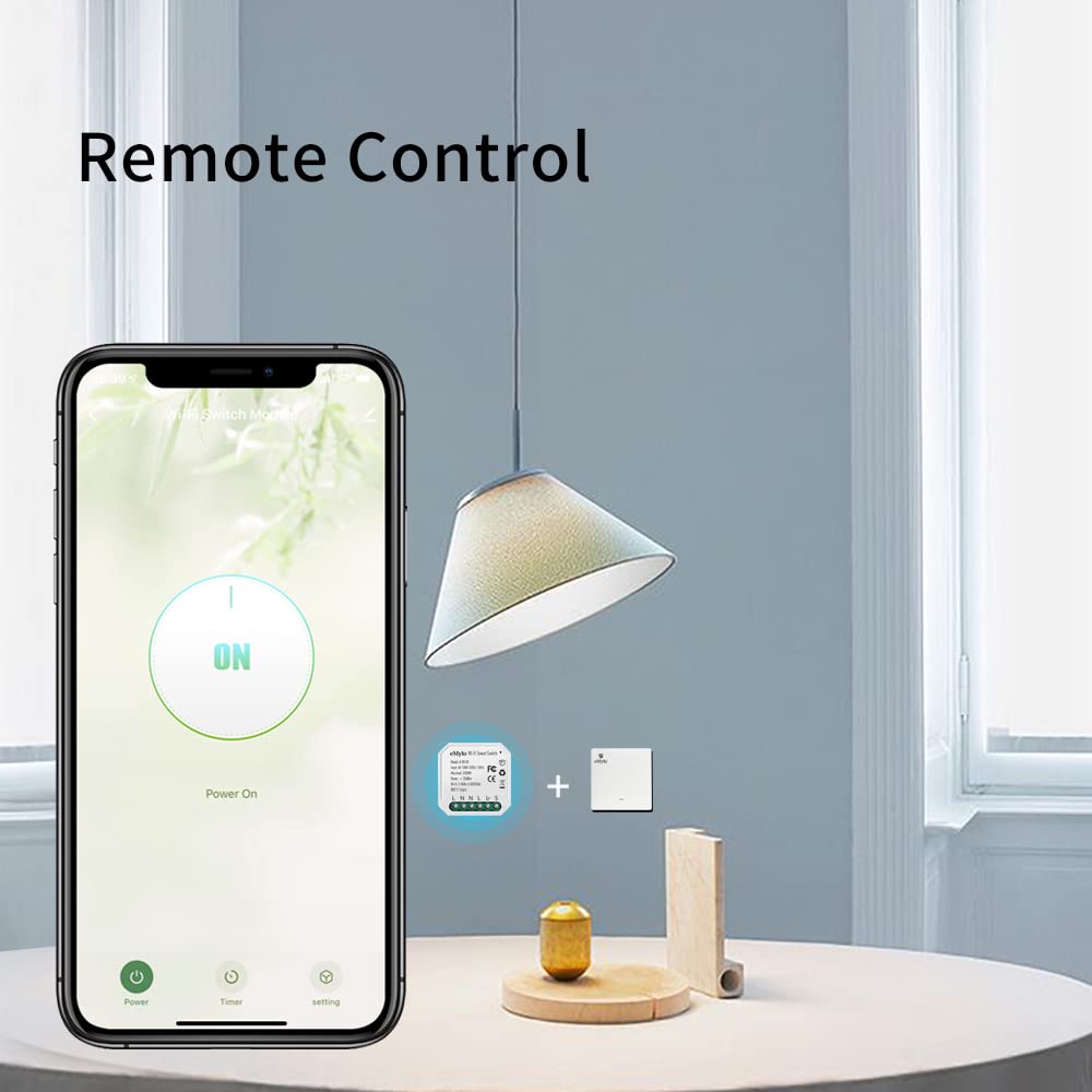 eMylo Mini Smart WiFi Relay Switch Wireless Remote Control WiFi Light Switch AC 220V 1 Gang Built-in Switch Relay Module 16A DIY Timer Voice Control for Home Automation Compatible with Alexa Echo 3