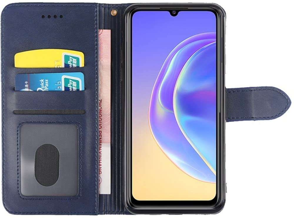 Frazil Leather Flip with Wallet Case with TPU Shockproof Cover for VIVO V21e, VIVO V21e 5G (Blue) 3