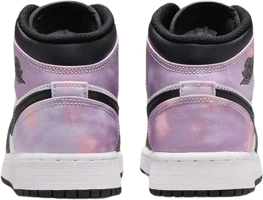 Nike boys Air Jordan 1 Mid Sneaker, Black/Bleached Coral-white, 6 Big Kid 5