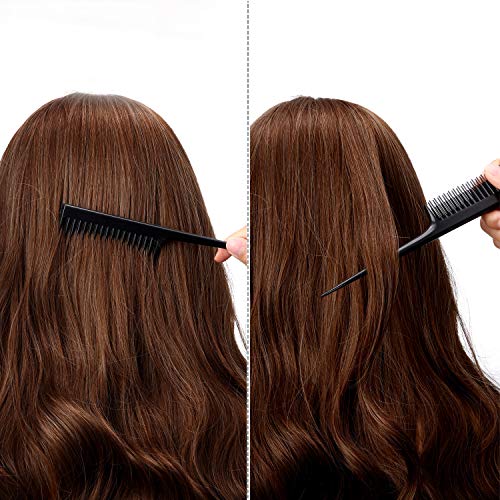 3 Piece Triple Teasing Comb, Rat Tail Combs for Women, Tool Structure Tease Layers Rattail Comb, Rat Tail Comb for Back Combing Root Teasing, Adding Volume, Evening Styling (Black) 3