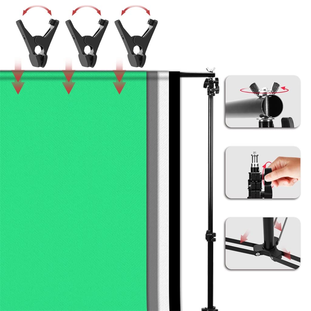 Zhong Photo Video Studio Background Stand Kit 2 * 2 Backdrop Stand Support 4 Color Fabric Background Cloth for Video Camera, knvbn-555 6