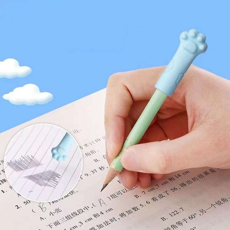 Silicone Cat Paw Pencil Caps, Cute Animal Protector Cover for Writing Pencils, Kawaii Stationery Accessories, Multicolor, 10 Pack 6
