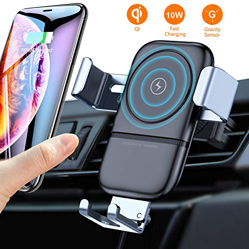 VANMASS Wireless Car Charger Mount, Automatic Clamping Gravity Sensor Car Phone Mount, 10W 7.5W Qi Fast Charging Air Vent Phone Holder Compatible with S10 S9 Note 10 9, Phone 11 Pro Max Xs XR X 8 1