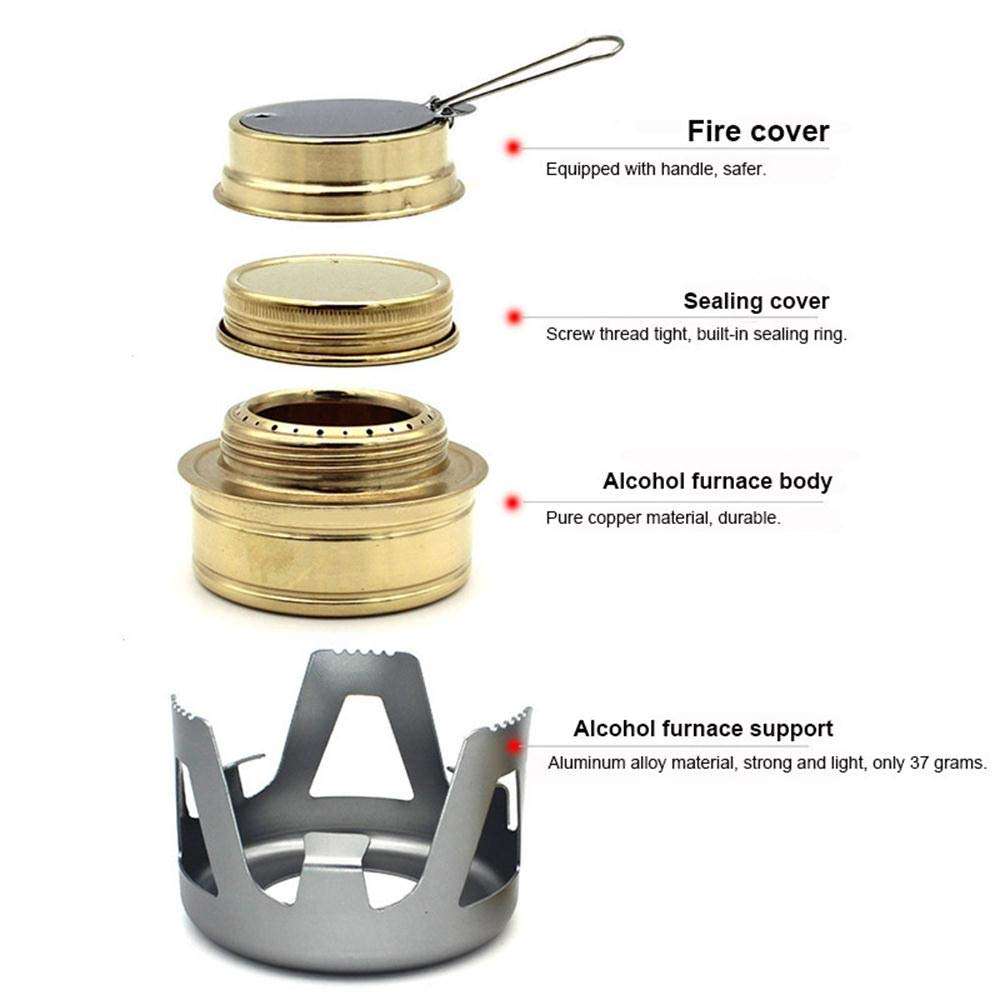 Keweis Portable Outdoor Mini Alcohol Stove Burner Ultralight Camping Cookware Set for Outdoor Camping, Hiking, Backpacking, Picnic 6