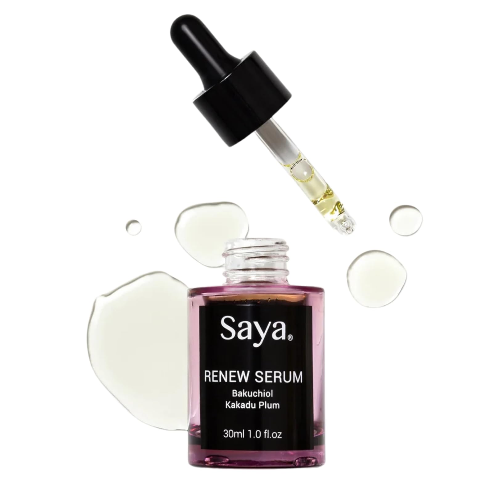Saya Renew Serum | Anti Aging Hydrating Face Serum with Bakuchiol, Kakadu Plum, Argan Oil | Deeply Hydrates for Smoother Youthful Look & Appearance of Fine Lines 1oz