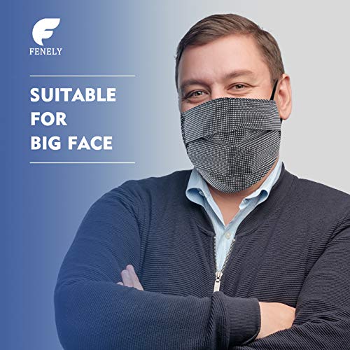 Beard Face Mask for Bearded Men, Extra Large XL Facemask with Nose Wire Washable Reusable Breathable Adjustable Ear Loops Fashion Fashionable Designer Adult Black Navy Plaid Cotton Cloth Fabric Madks 4