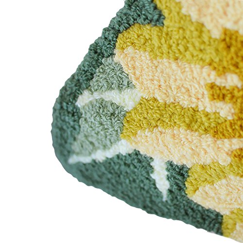 USTIDE Sunflower Rug for Kitchen Handmade Rug Yellow Flower Floor Mat Modern Rustic Carpet Washable Non-Slip Bathroom Mat for Bedroom/Foyer 3x2 5