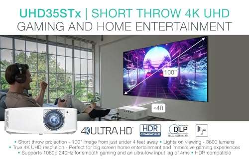Optoma UHD35STX 4K UHD Short Throw Gaming and Home Entertainment Projector 2