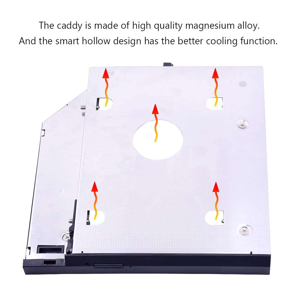 BOWONG SATA 2nd HDD Caddy 12.7 mm 2.5 Inch SSD Case HDD Enclosure for Lenovo ThinkPad T400 T400s T420 T430 T500 T520 T530 DVD/CD-ROM 6