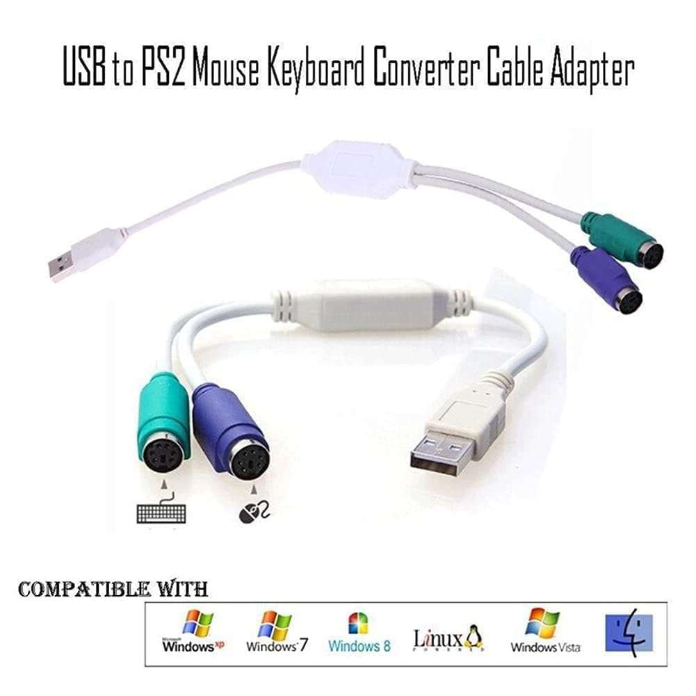HITRIME USB to Dual PS/2 Female Converter Adapter, Type A Male, Compatible with PC/Laptop/Desktop, White 4