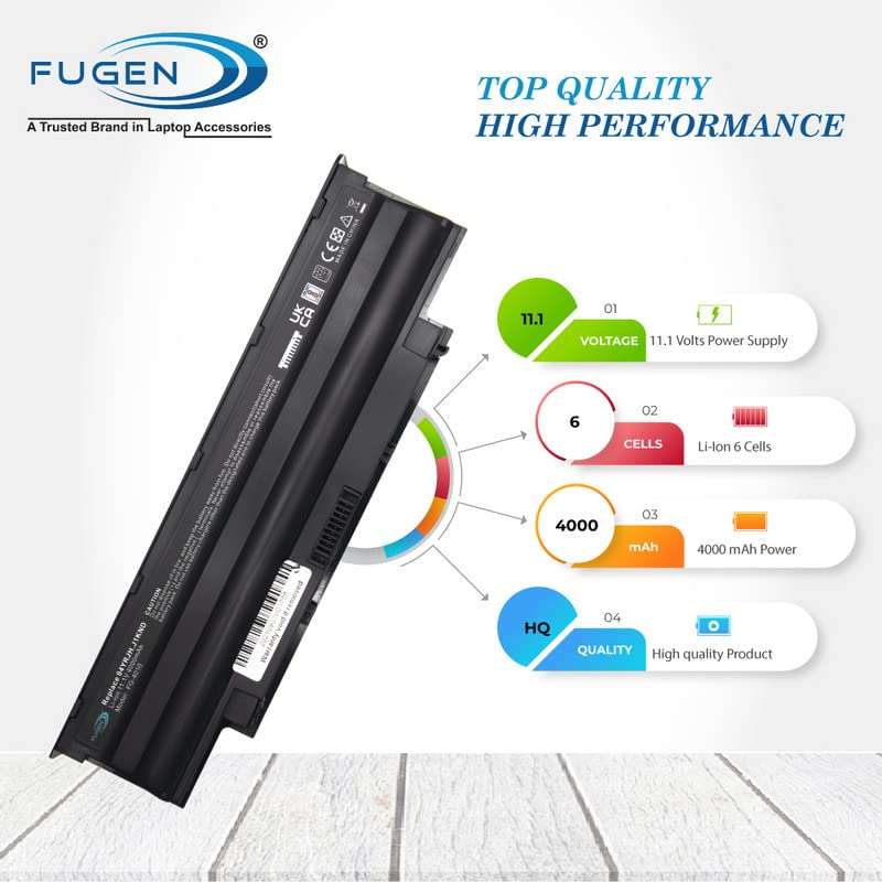 Fugen 6 Cell Laptop Battery for Dell Inspiron 13R (3010-D430), (3010-D460HK), (3010-D460TW), (3010-D480), (3010-D520), (3010-D621) Black 3