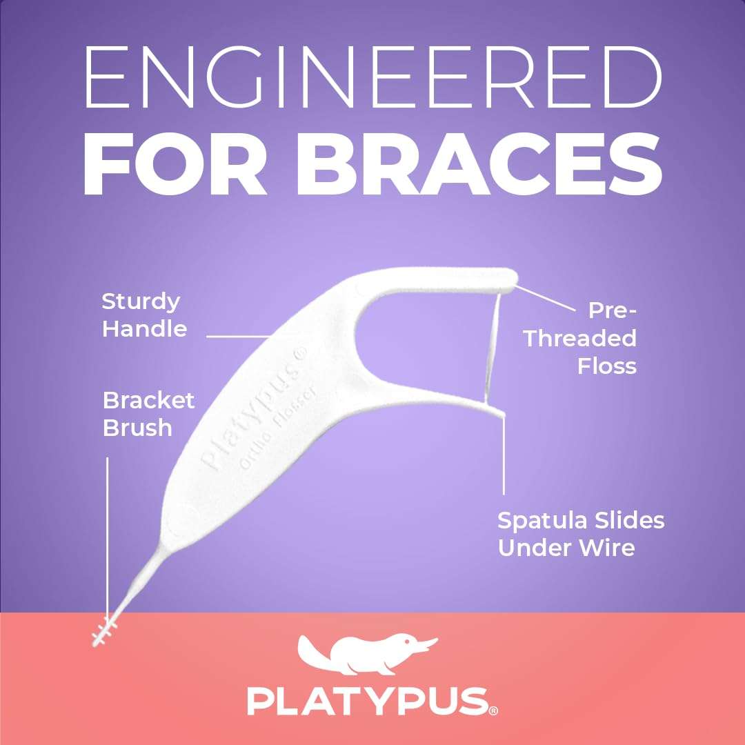 Platypus Orthodontic Flossers for Braces, 30 Count (Pack of 1), Ortho Picks for Adults & Kids, Fits Under Arch Wire, Non-Damaging, Encourage Flossing Habits 2