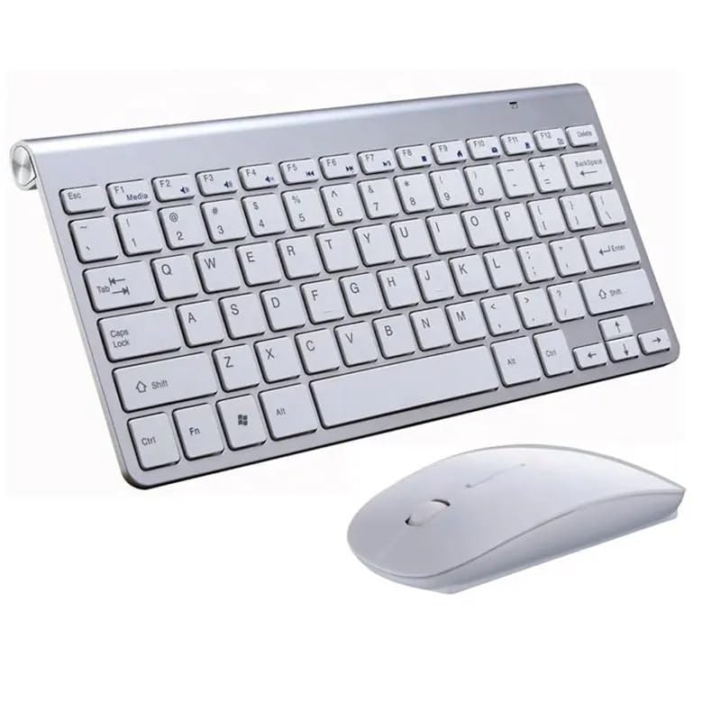 KIZJORYA 2.4G Wireless Keyboard and Mouse Mini Multimedia Keyboard Mouse Combo Set for Notebook Laptop Mac Desktop PC TV - Silver 1