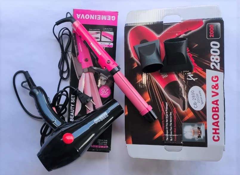 HAIR DRYER V&G PROFESSIONAL/SALON STYLE HAIR DRYER-2800 + 2IN1 HAIR STRAIGHTENER &CURLER-1818,FOR LONG BEAUTIFUL HAIR. COMPLETE HAIR GROOMING SET FOR WOMEN.COMBO SET. 3
