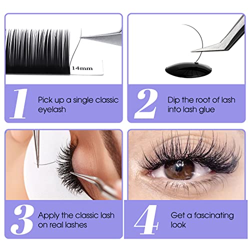 Eyelash Extension Lashes 8-25mm Length Individual Eyelashes C/D Curl Classic Eyelash Extensions Supplies .10 .15 .20 .25mm Single Lashes (0.10-D, Mixed 20-25mm) 6