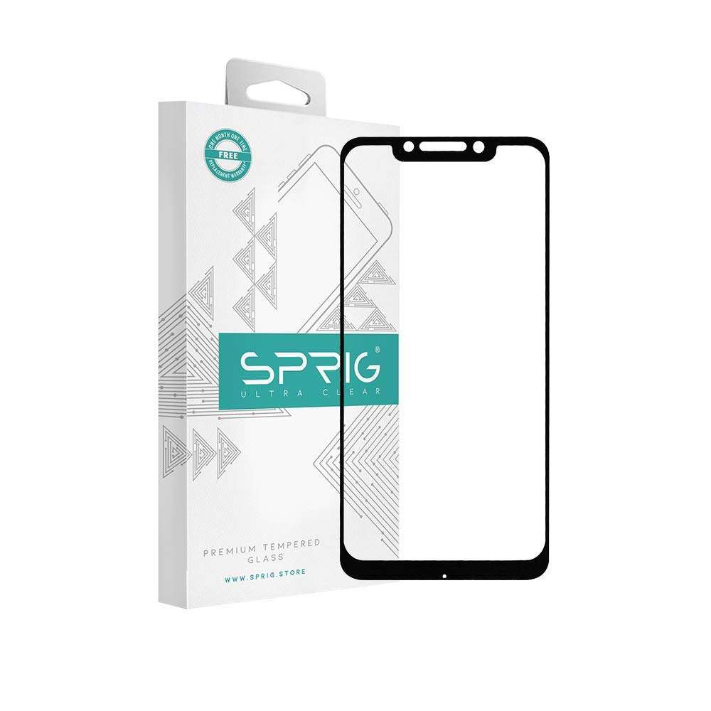 Sprig Full Cover Tempered Glass Screen Protector for Poco F1 (Black) 3