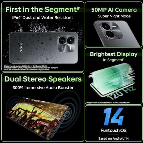 iQOO Z9x 5G (Storm Grey, 4GB RAM, 128GB Storage) | Snapdragon 6 Gen 1 with 560K+ AnTuTu Score | 6000 mAh Battery with 7.99mm Slim Design | 44W FlashCharge 4