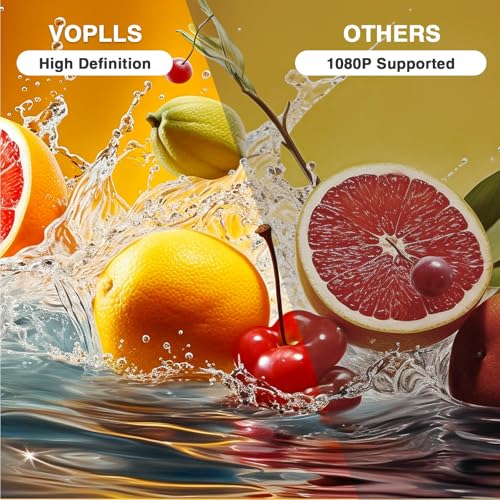 Mini Projector, VOPLLS 1080P Full HD Supported Video Projector, Portable Outdoor Home Theater Movie Projector, 50% Zoom, Compatible with HDMI, USB, AV, Smartphone/Tablet/Laptop (Small Projector) 2