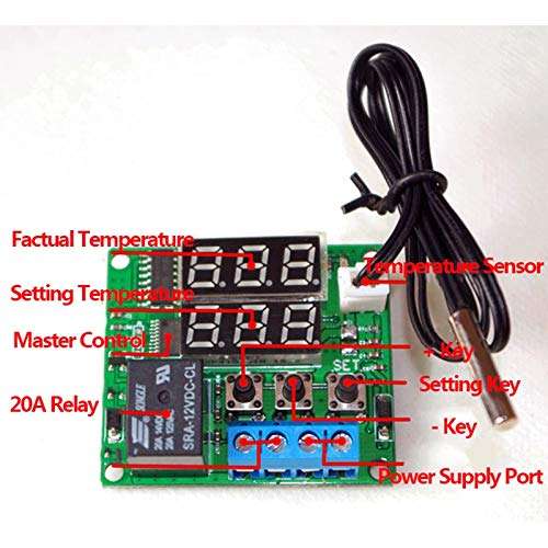 Industrial Sensor Electrical Sensor Red+Green 5V Digital Temperature Controller Module Thermostat Switch Waterproof Mini Temperature Sensor Control Board 4