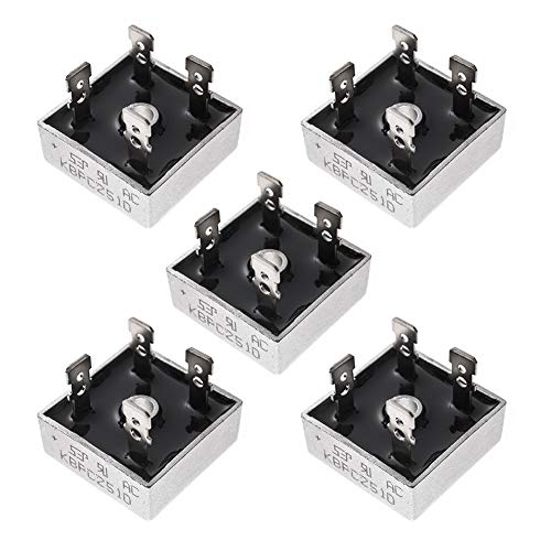 Bridgold 5pcs KBPC2510 2510 Bridge Rectifier Diode 25A 1000V Single Phase, Full Wave Electronic Silicon Diodes，4-Pin 1