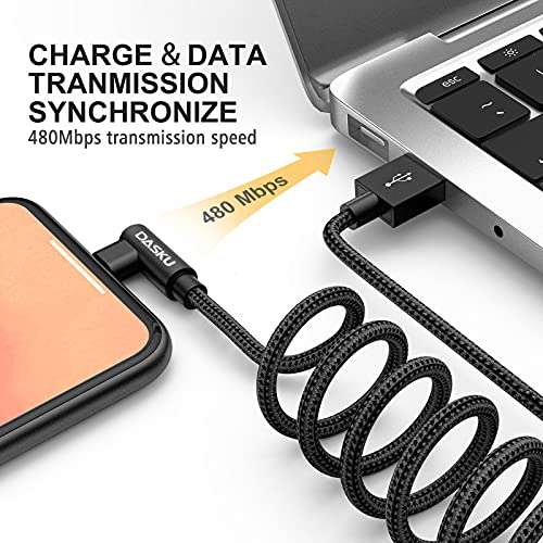 2Pack 90 Degree iPhone Charging Cord 6Ft Right Angle Nylon Braided Mfi Certified Gaming Charger Cable Compatible with iPhone 14 13 12 11 Pro Max XS XR X 8 7 6 5 Plus iPad（Black） 3