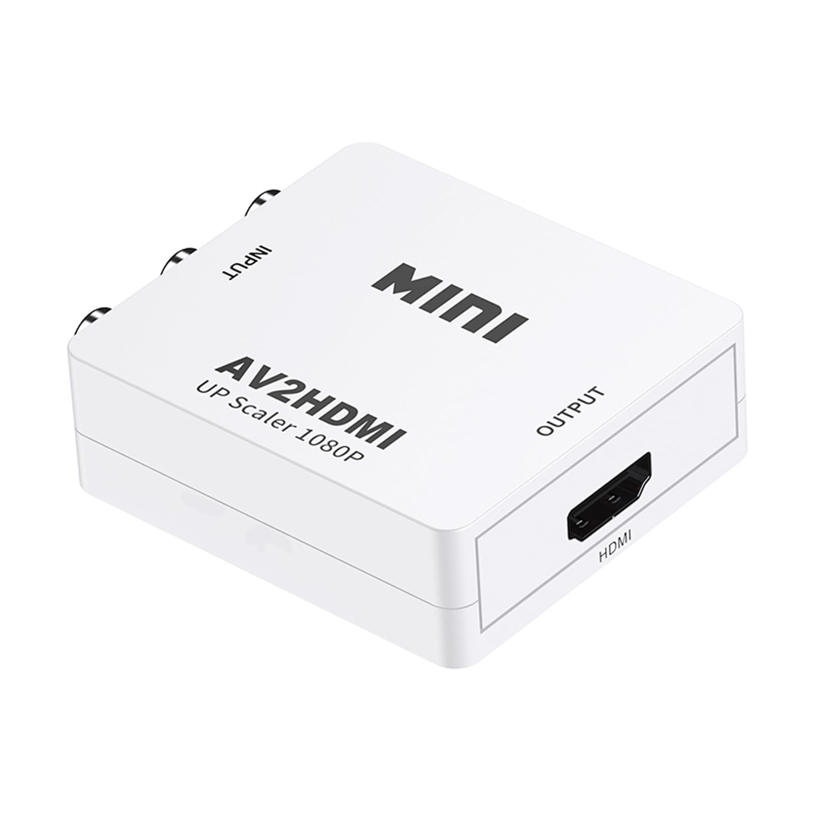 Cuxnoo RCA to HDMI Adapter, 1080P AV to HDMI Converter with Audio Output for TV Stick, Chromecast, Roku, Xbox, PS4, DVD Player, VHS VCR, etc. (White) 1