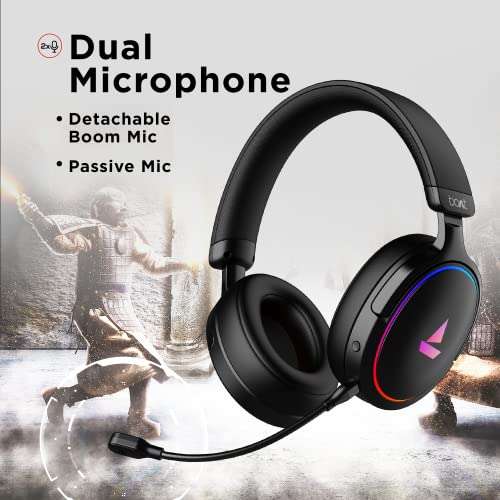 boAt Immortal IM 300 Over-Ear Wired Gaming Headphones with 50mm Drivers, 3D Spatial Sound, RGB LEDs, Dual Mics & Driver Customizations via Plugin Labz(Black Sabre) 5