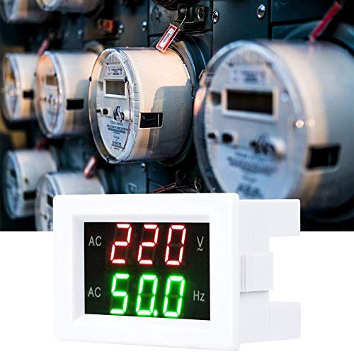 Voltage Frequency Meter, Display LED Digital AC Voltmeter Panel Mounting Frequency Meter Testing Tool (White) 3