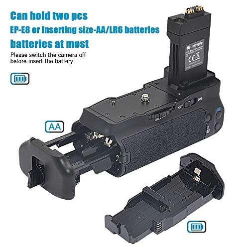 mcoplus BG-550D Vertical Battery Grip as BG-E8 Replacement for Canon EOS 550D 600D 650D 700D Rebel T2i T3i T4i T5i DSLR Camera, Hold LP-E8 or AA Battery 4