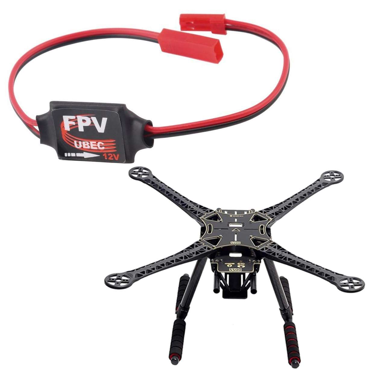 S500 RC Quadcopter Fuselage Frame Kit PCB Version with Carbon Fiber Landing Gear Skide Kits & 3A 5V DC-DC Converter Step Down UBEC Module 1