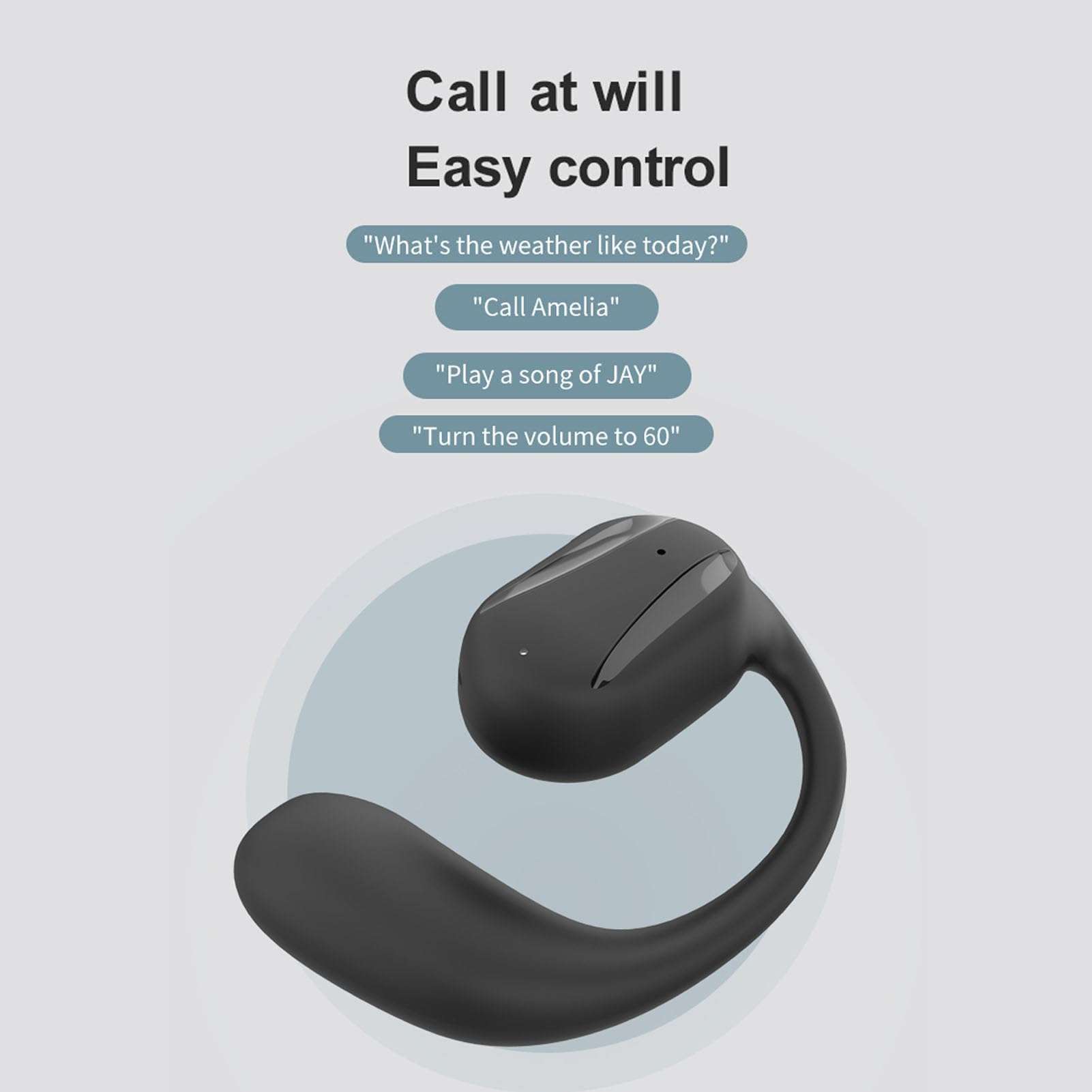 Yunseity Single Open Ear Headphones, Cordless Bluetooth Earpiece, 16H Playtime Bluetooth 5.3 Left Single Ear Buds, Touch Control in Ear Bluetooth Earphones for Driving Business Office 6