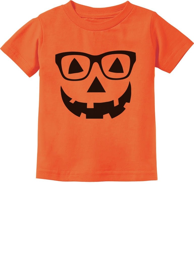 Jack O' Lantern Geeky Pumpkin Face Shirt Halloween Dinosaur Toddler Infant Kids Tshirt 5/6 Orange 1
