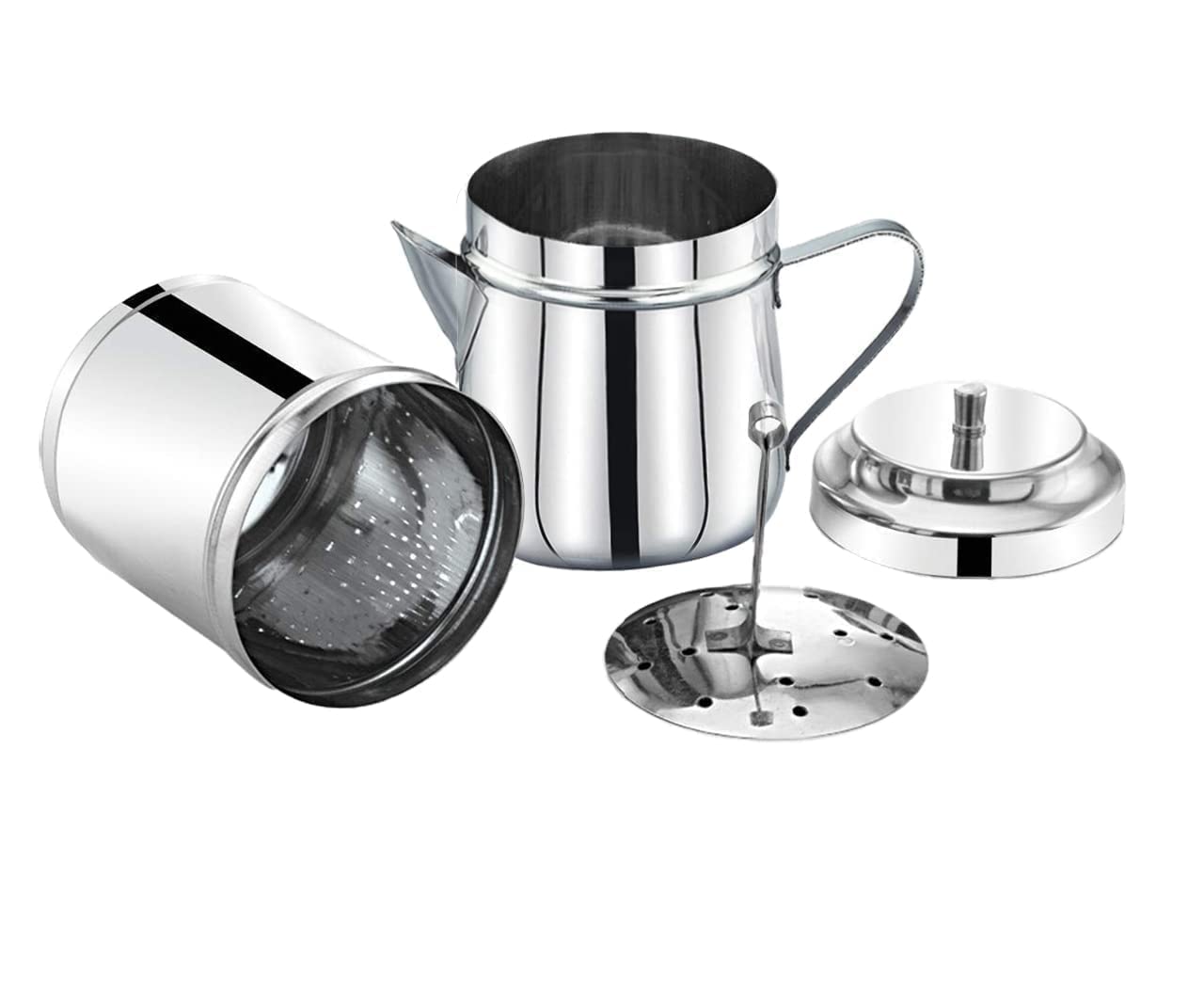 NOHUNT Stainless Steel Traditional South Indian Coffee Filter Maker with Free Wooden Spoon, Silver, Drip Coffee Decoction Pot, 304 Grade, Corrosion and Crack Resistant (Without Handle, 250 Ml) 5