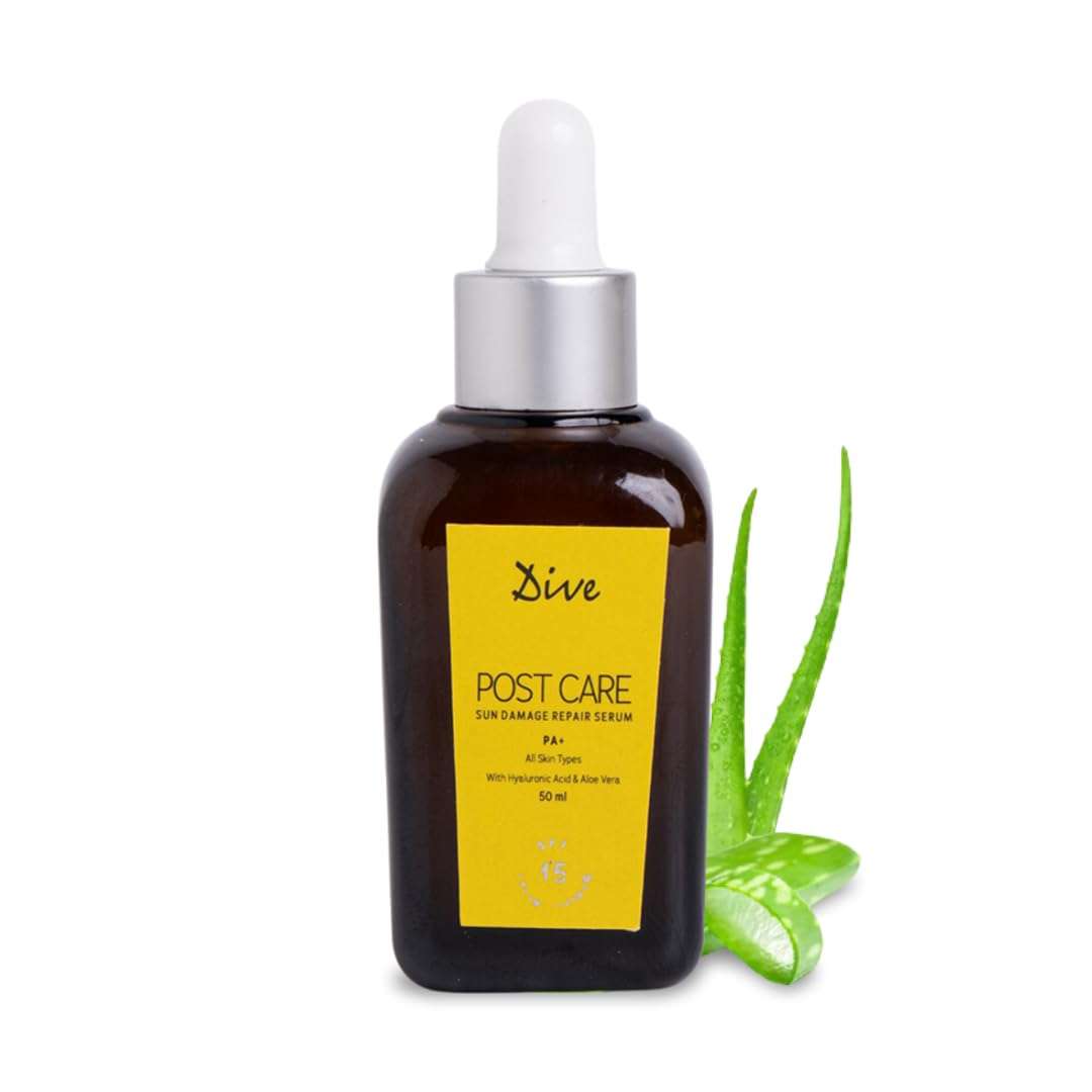 DIVE Post Care After Sun Damage Repair Serum | SPF 15 | PA++ | Non-Greasy | Sunburn Relief | Hydrating | Soothes and Repairs Damaged Skin | Non-Comedogenic | All Skin Type - 50ml 1