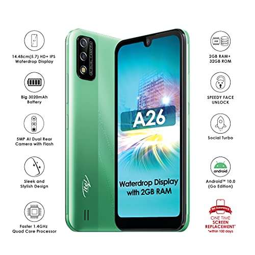 itel A26 (Gradation Green, 5.7'' HD+ IPS Waterdrop Display, 2GB RAM, 32GB ROM, Speedy Face Unlock) (A571L) 2