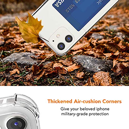 szintu Compatible for iPhone 6 Plus iPhone 6S Plus Clear Case with Card Holder Slot [Slim Fit] Soft TPU Anti-Scratch Shockproof Protective Flexible Bumper Wallet Case for iPhone 6/6S Plus(Black) 5